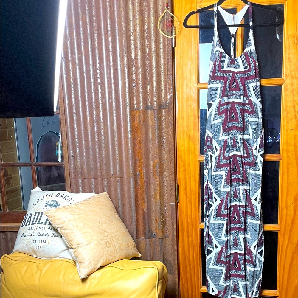 Stylish FREE PEOPLE Geometric Patterned Maxi Dress, Size 2